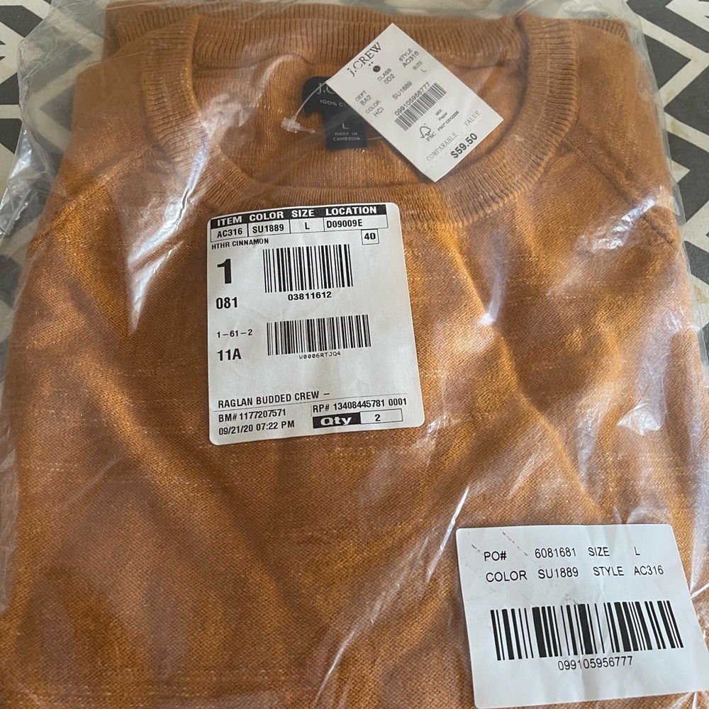 JCrew All cotton sweater color mustard new with tags